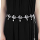 40" Peacock Design Diamante Rhinestone Waist Chain Belts for Women Fashion Accessory - Silver Green Pink